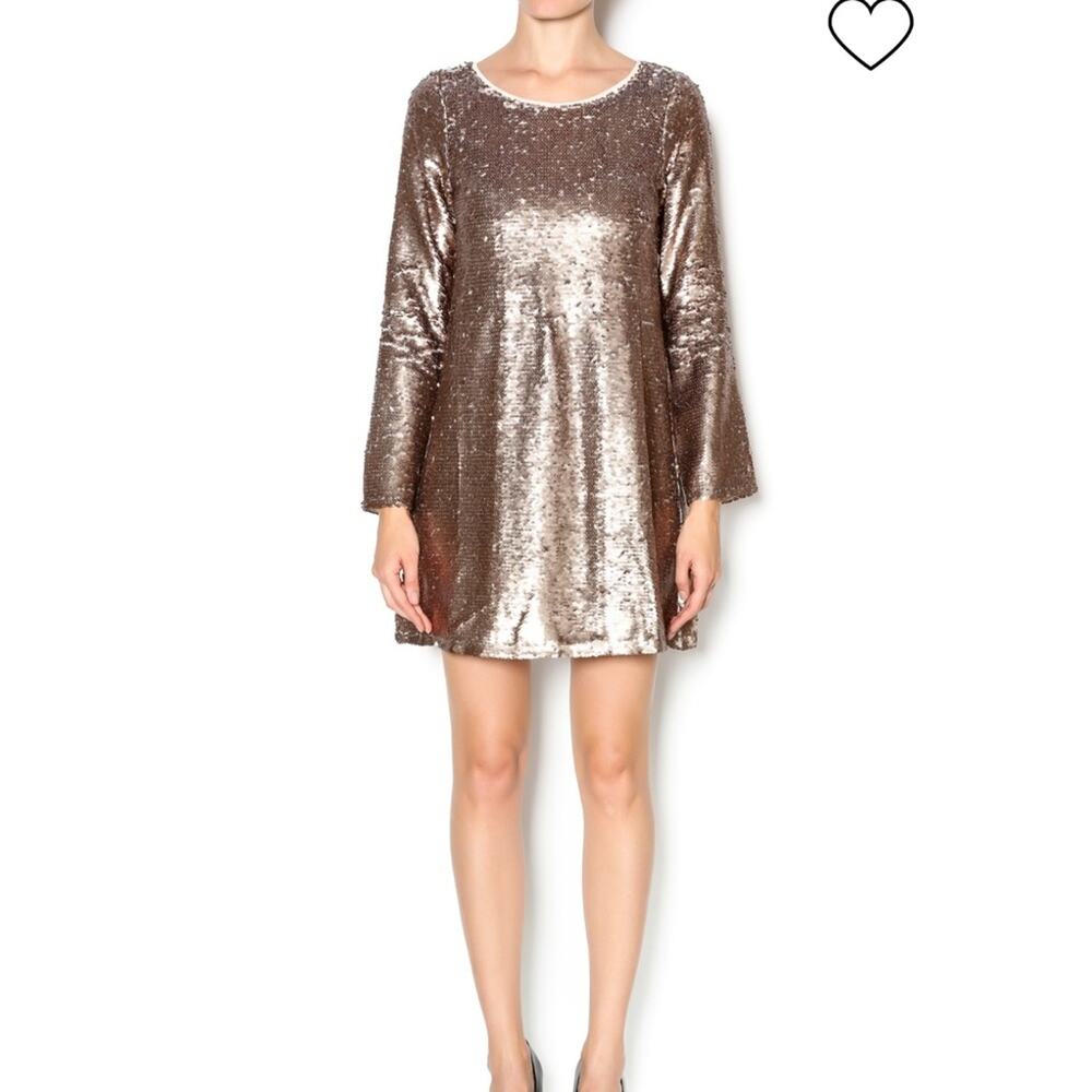 Double Zero Dress Mini Gold Sequin Small Deep V Back